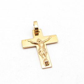 DIJE CRUZ PLANA CRISTO 16x22MM /O.ROJO