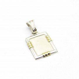 MEDALLA VIROLA 14x18MM / PLATA Y ORO