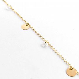 PULSERA MINI ROLO PIEDRAS*2 OVAL CIRCULOS COLGANTES /O.ROJO