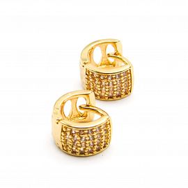 AROS ARGOLLA BISAGRA PIEDRAS 10MM/ ACERO DORADO