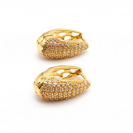 AROS  ARGOLLA OVAL PIEDRAS 13MM /ACERO DORADO