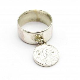 ANILLO CINTA ANCHA SAN BENITO COLGANTE /PLATA 