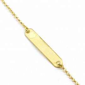 PULSERA IDENTIDAD MINI ROLO 14CM CHAPA CORAZON /O.AMARILLO