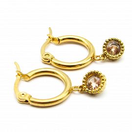 AROS ARGOLLA PIEDRA  / ACERO DORADO
