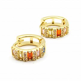 AROS ARGOLLA PIEDRAS MULTICOLOR / ACERO DORADO