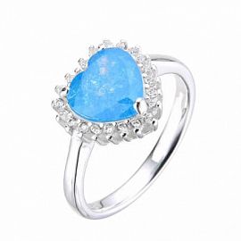 ANILLO CENTRO CORAZON CUBICS / PLATA