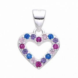 DIJE CORAZON CUBIC MULTICOLOR / PLATA