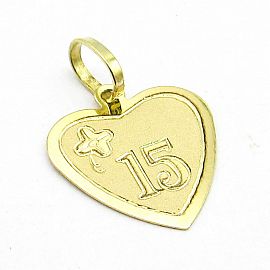 MEDALLA CORAZON 15AÑOS 13MM /O.AMARILLO