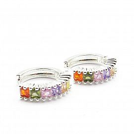 AROS ARGOLLAS PIEDRAS MULTICOLOR / ACERO