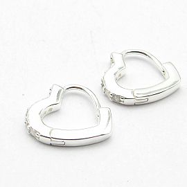 AROS ARGOLLA CORAZON CUBICS / PLATA