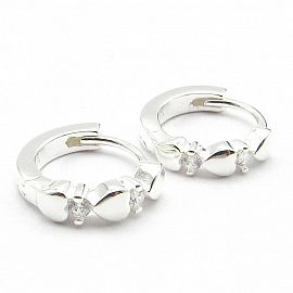 AROS ARGOLLA CORAZON CUBICS / PLATA