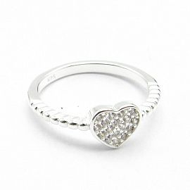 ANILLO CORAZON CUBICS / PLATA