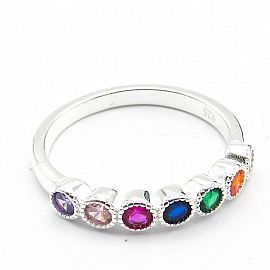 ANILLO CUBICS MULTICOLOR / PLATA