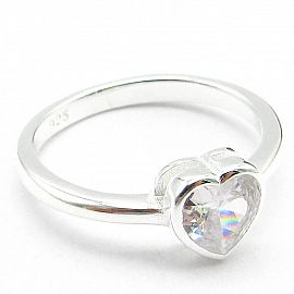 ANILLO CUBICS CORAZON / PLATA
