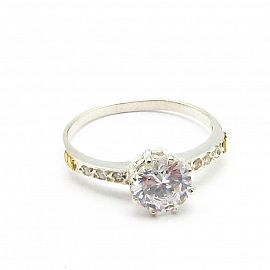 ANILLO CINTILLO CUBICS GRIFAS*8 4374 /PLATA Y ORO