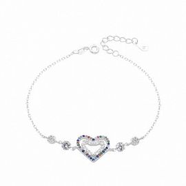 Pulsera de Corazones y Flores / PLATA
