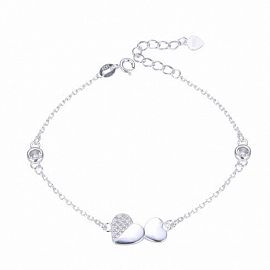 Pulsera de Corazones y Puntos de Luz | Talla: 17+3 / PLATA