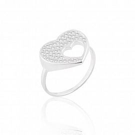 ANILLO CORAZÓN PIEDRAS / PLATA