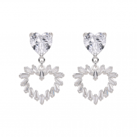 AROS CORAZÓN CUBIC / PLATA
