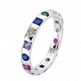 ANILLO CUBIC MULTICOLOR / PLATA