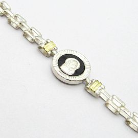 PULSERA PANTHER VIRGEN NIÑA ONIX  /PLATA Y ORO