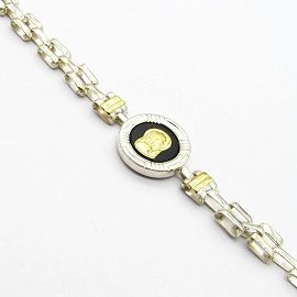 PULSERA PANTHER VIRGEN NIÑA ONIX  /PLATA Y ORO