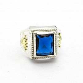 SELLO CORONAS CUBIC AZ 9x11MM /PLATA Y ORO