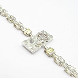 PULSERA PANTHER CENTRO FLOR /PLATA Y ORO
