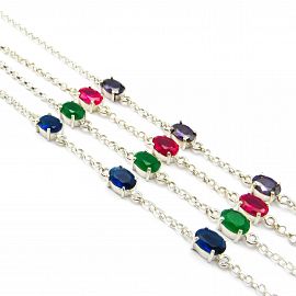 PULSERA MINI ROLO CUBIC OVAL*3 /PLATA 