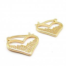 AROS ARGOLLA CORAZÓN PIEDRAS / ACERO DORADO