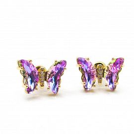 AROS MARIPOSA PIEDRAS / ACERO DORADO