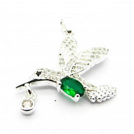 DIJE COLIBRI PIEDRA / ACERO BLANCO