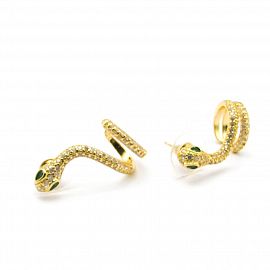 AROS ARGOLLA PIEDRAS SERPIENTE / ACERO DORADO