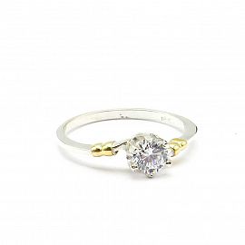 ANILLO COMPROMISO CUBIC / PLATA Y ORO