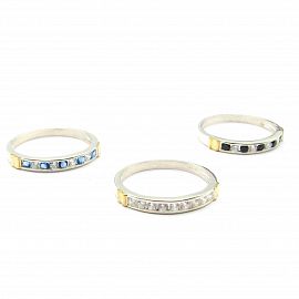 ANILLO CUBICS MULTICOLOR / PLATA Y ORO