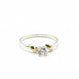 ANILLO COMPROMISO CUBIC / PLATA Y ORO
