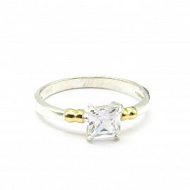 ANILLO COMPROMISO CUBIC / PLATA Y ORO