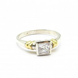ANILLO COMPROMISO CUBIC / PLATA Y ORO
