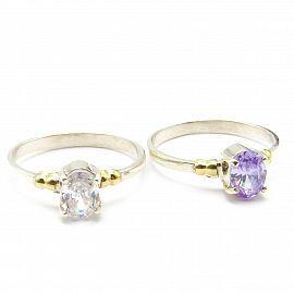 ANILLO CENTRO CUBIC MULTICOLOR / PLATA Y ORO