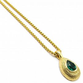 CONJUNTO GOTA PIEDRA COLOR / ACERO DORADO