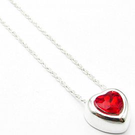 CONJUNTO CORAZÓN PIEDRA COLOR / ACERO BLANCO