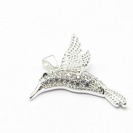 DIJE COLIBRÍ PIEDRAS / ACERO BLANCO