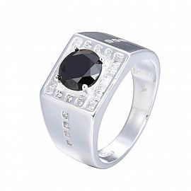 ANILLO SELLO CENTRO CUBIC / PLATA