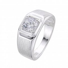 ANILLO SELLO CENTRO CUBIC / PLATA