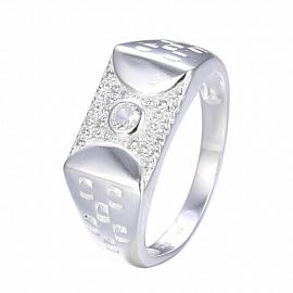 ANILLO SELLO CENTRO CUBIC / PLATA