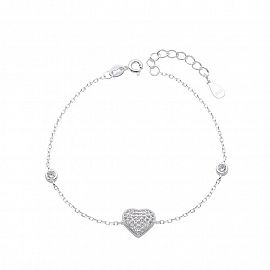 PULSERA CORAZÓN PUNTO LUZ CUBIC / PLATA