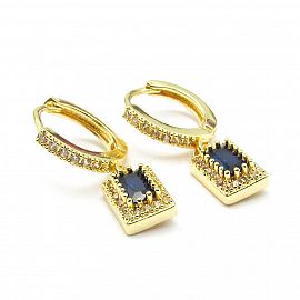 AROS ARGOLLA 10MM BISAGRA COLGANTE PIEDRA AZUL /ACERO DORADO