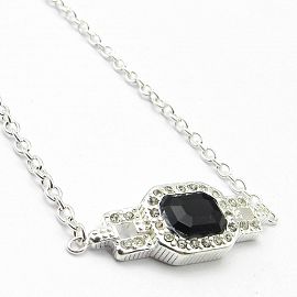 PULSERA  AJUSTABLE PIEDRA NEGRA / ACERO BLANCO