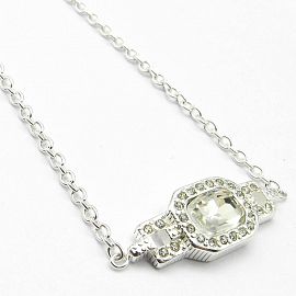 PULSERA  AJUSTABLE PIEDRA  / ACERO BLANCO