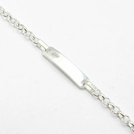 PULSERA ROLO IDENTIDAD CORAZON CALADO /PLATA 